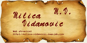 Milica Vidanović vizit kartica